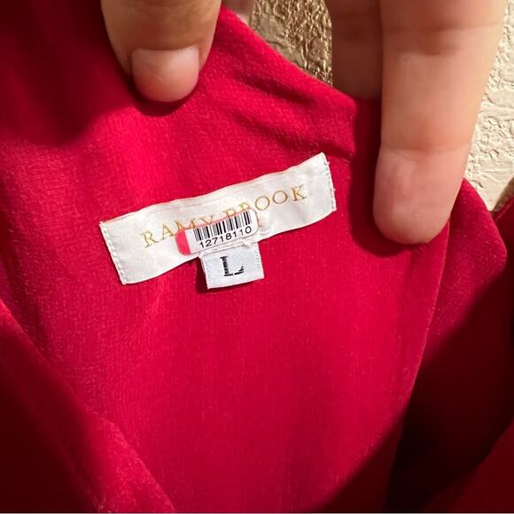 Ramy Brook Jumpsuit Tessa One Shoulder Half Sleeve Red Size Large - Picture 8 of 11